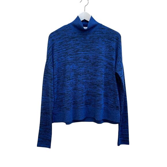 rag & bone Heathered Blue Black Size S Lightweight Knit Jane Mock Neck Sweater - Picture 2 of 9